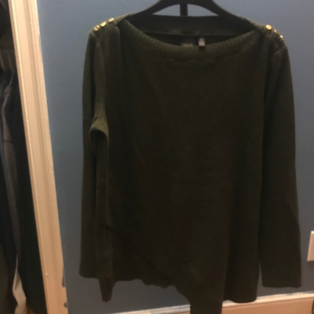 Hunter Green Sweater with Gold Accents